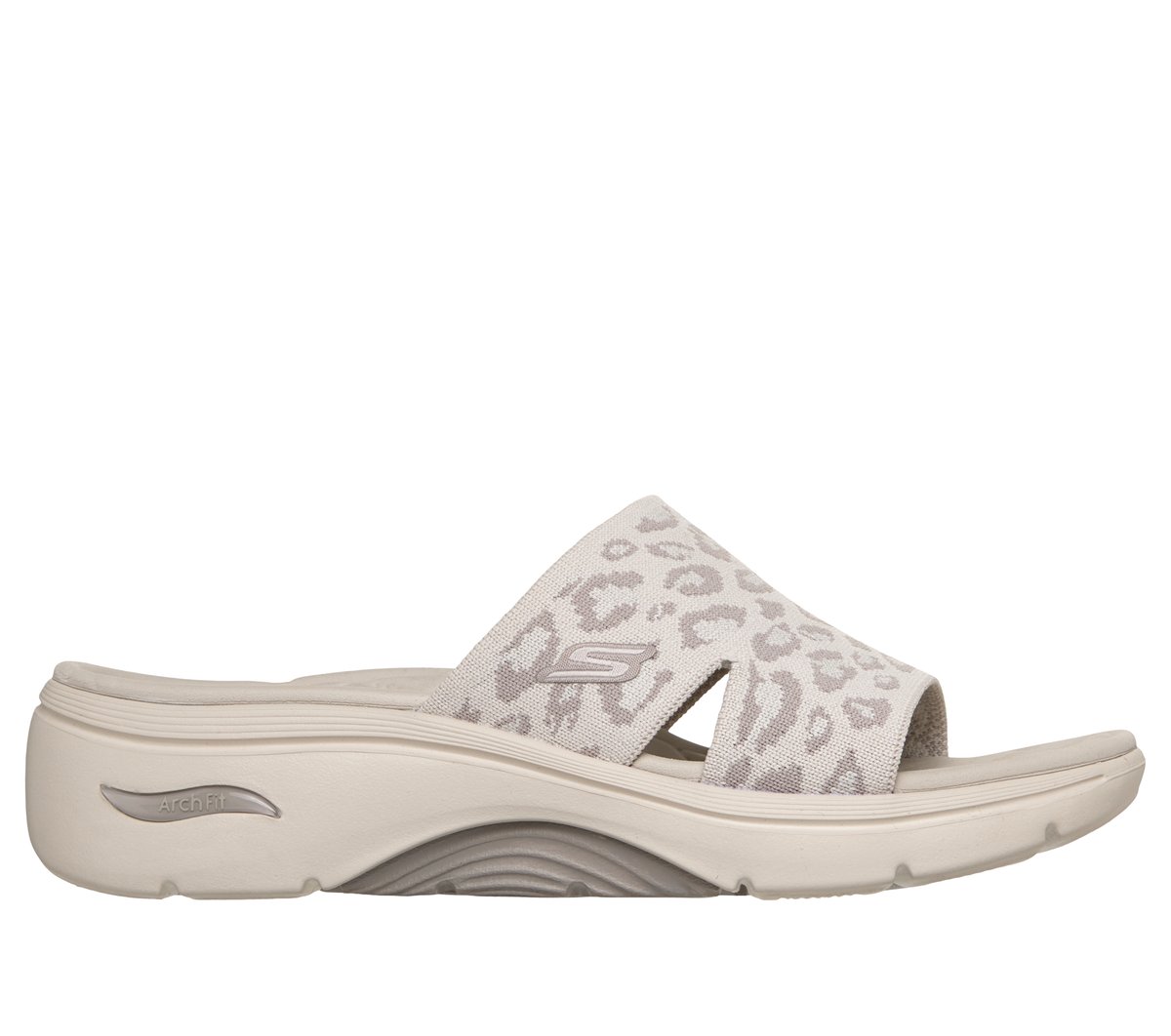 Skechers GO WALK Arch Fit 2.0 Sandal - Remi en Blanca/Leopard, talla 41, Vegan