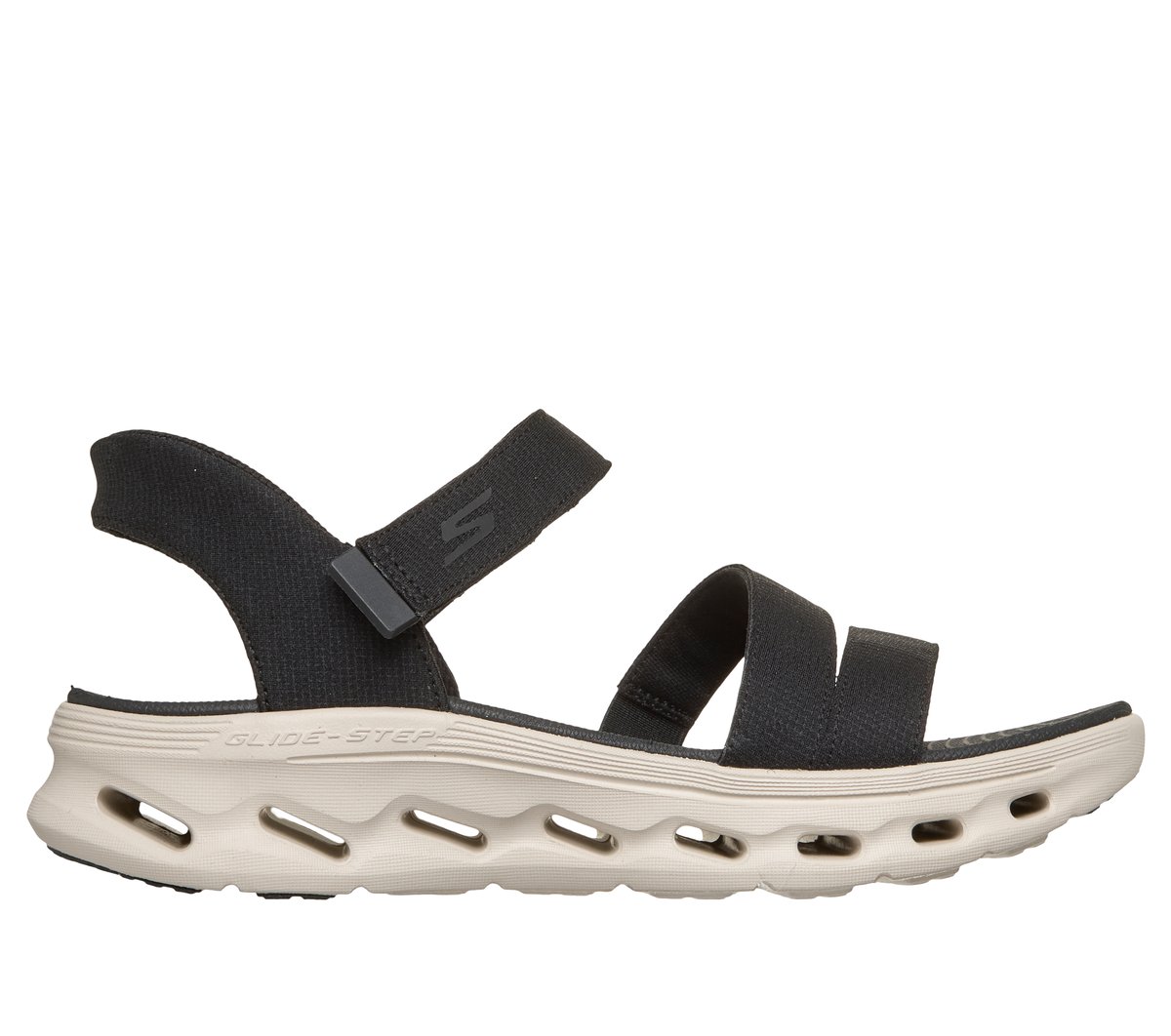 Skechers Slip-ins: GO WALK Glide-Step 2.0 Sandal - Ella en Negro/Blanca, talla 38, Vegan