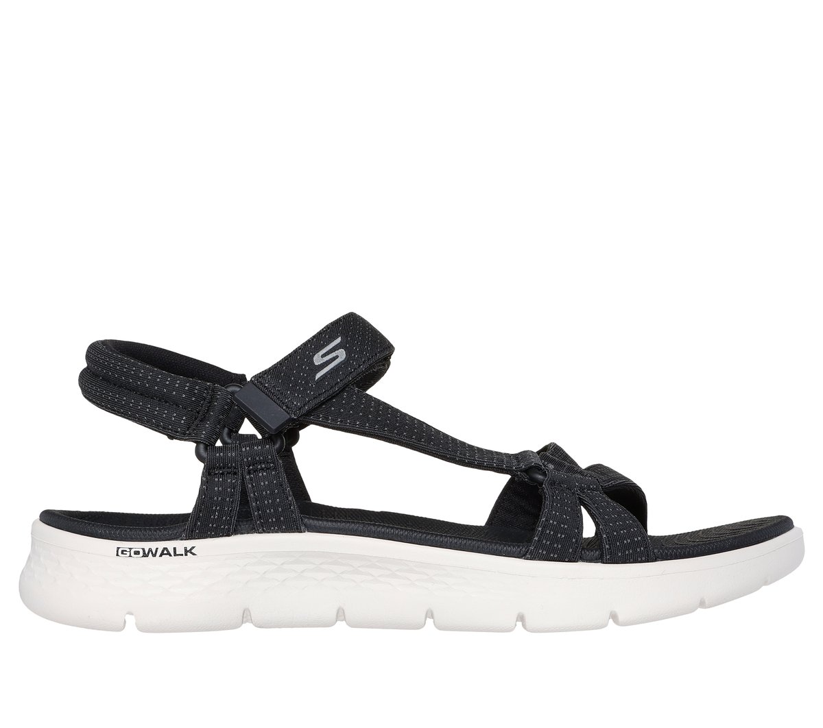 Skechers GO WALK Flex Sandal - Sublime en Negro/Blanca, talla 38, Vegan