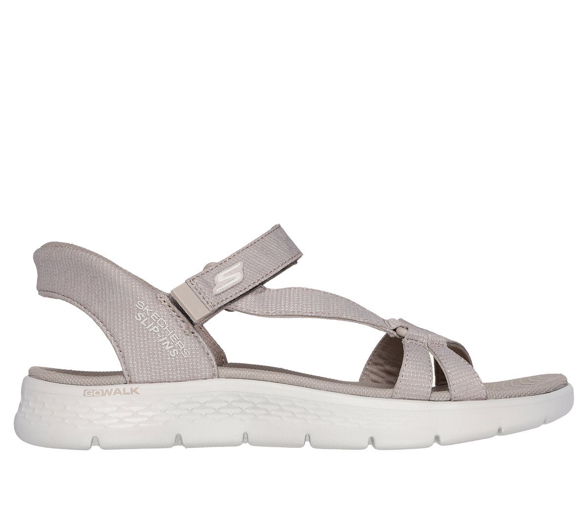 Skechers Women’s Slip-ins: GO WALK Flex Sandal - Illuminate Sandals in Taupe, Size 4 | Textile, Vegan, Machine Washable