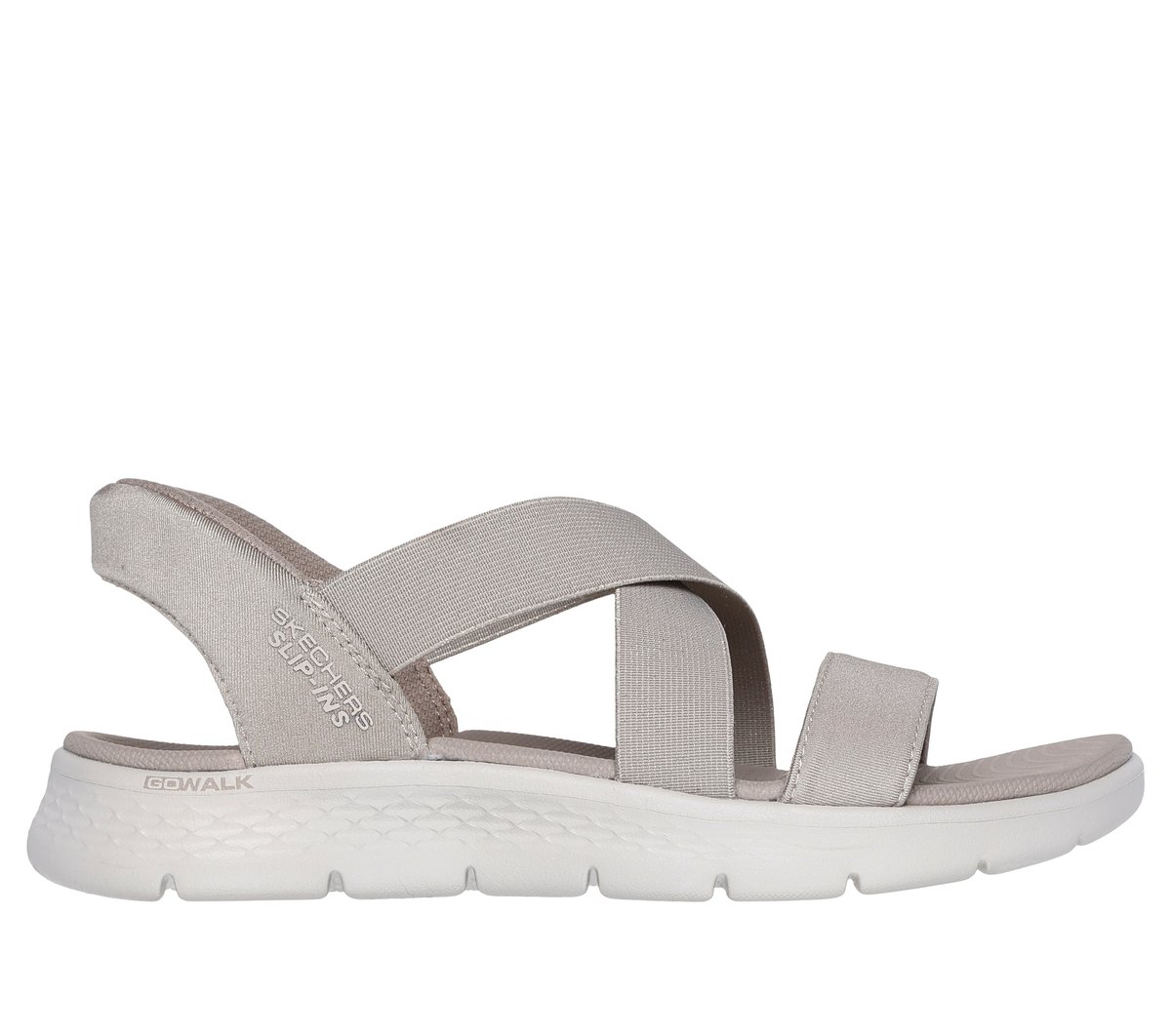 Skechers Slip-ins: GO WALK Flex Sandal - Glimmer en Taupe, talla 36, Vegan