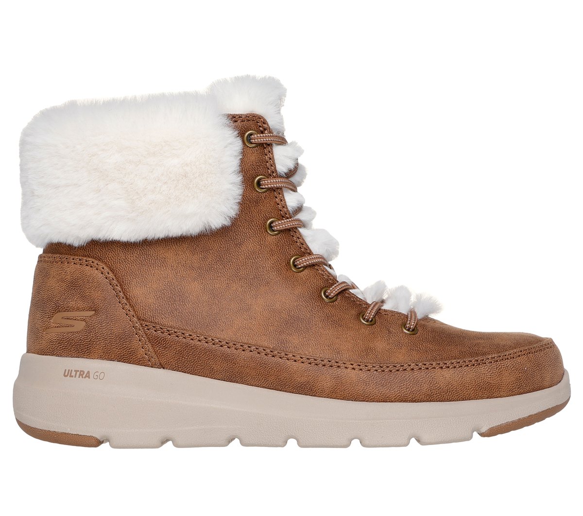 Skechers On-the-GO Glacial Ultra - Wonderland en Castaña, talla 38, Vegan