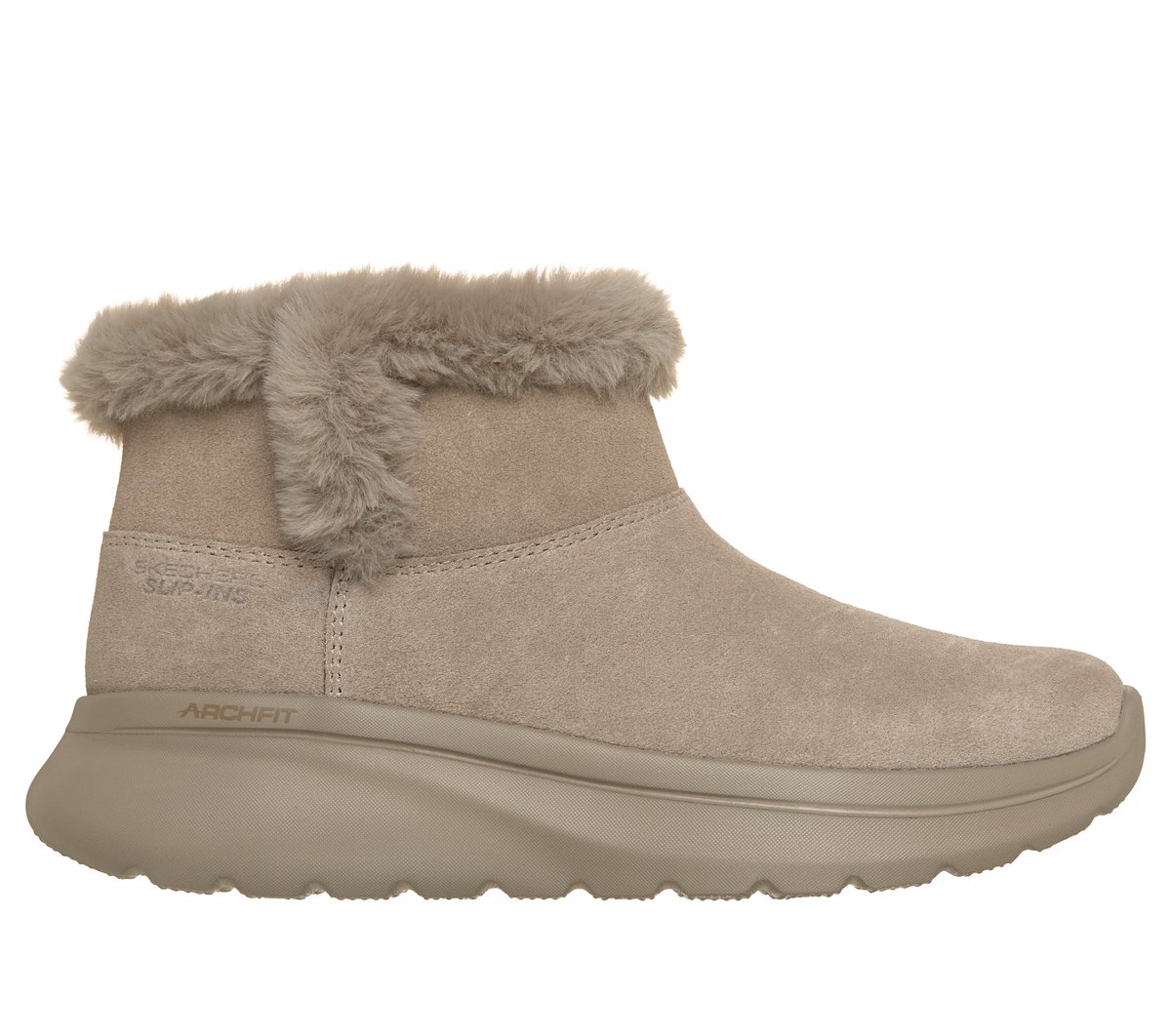 Skechers Skechers Women's Slip-ins Relaxed Fit: GO WALK Arch Fit N-Joy - Elevate Boots in Taupe, Size 7 | Leather/Textile