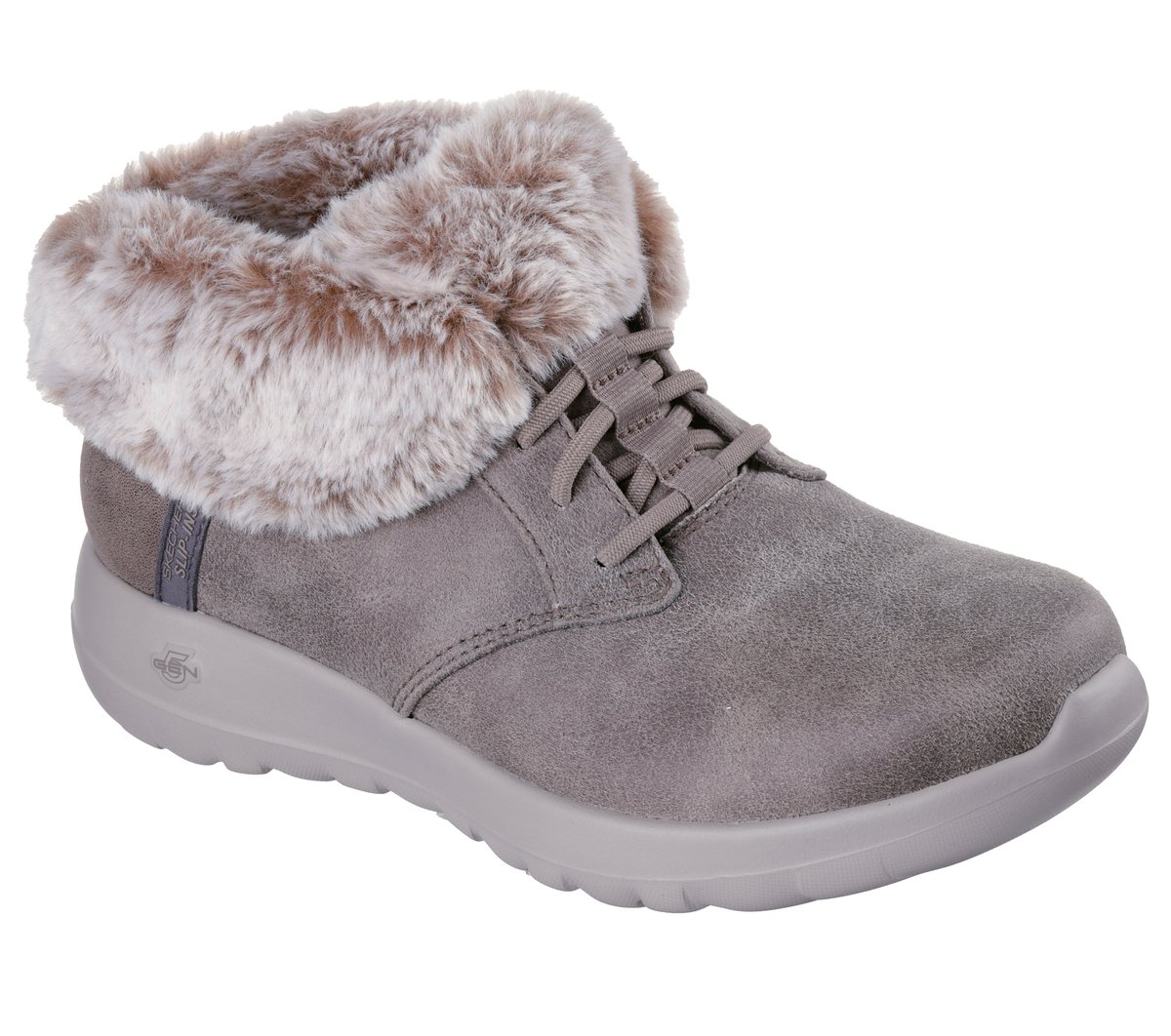 Skechers Slip-ins: On-The-GO Joy - Cozy Charm Chaussures Moyen Width en Taupe Foncé, Vegan