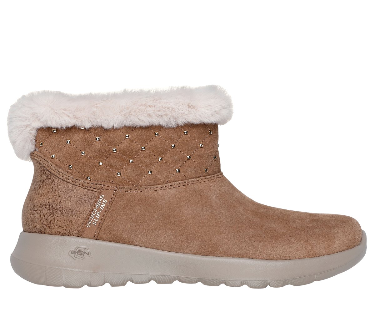 Skechers Slip-ins: On-the-GO Joy - Cozy Shimmer en Castaña, talla 41