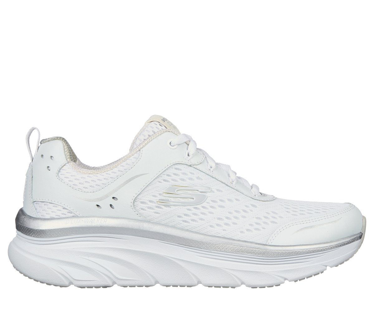 Skechers Relaxed Fit: D'Lux Walker - Infinite Motion en Blanco/Plata, talla 38