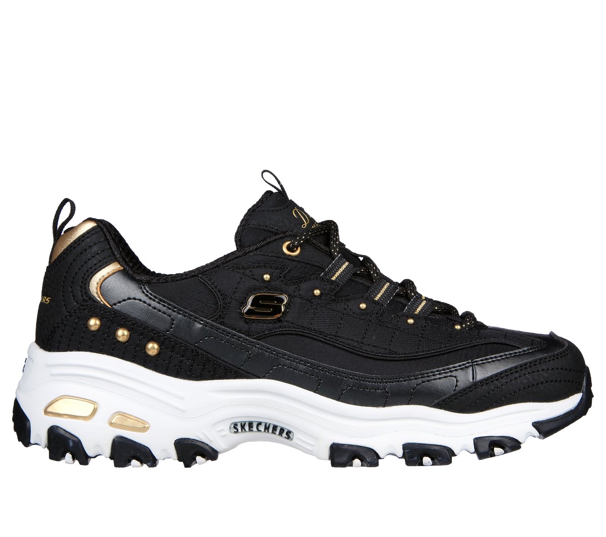 Skechers D'Lites en Negro/Oro, talla 41