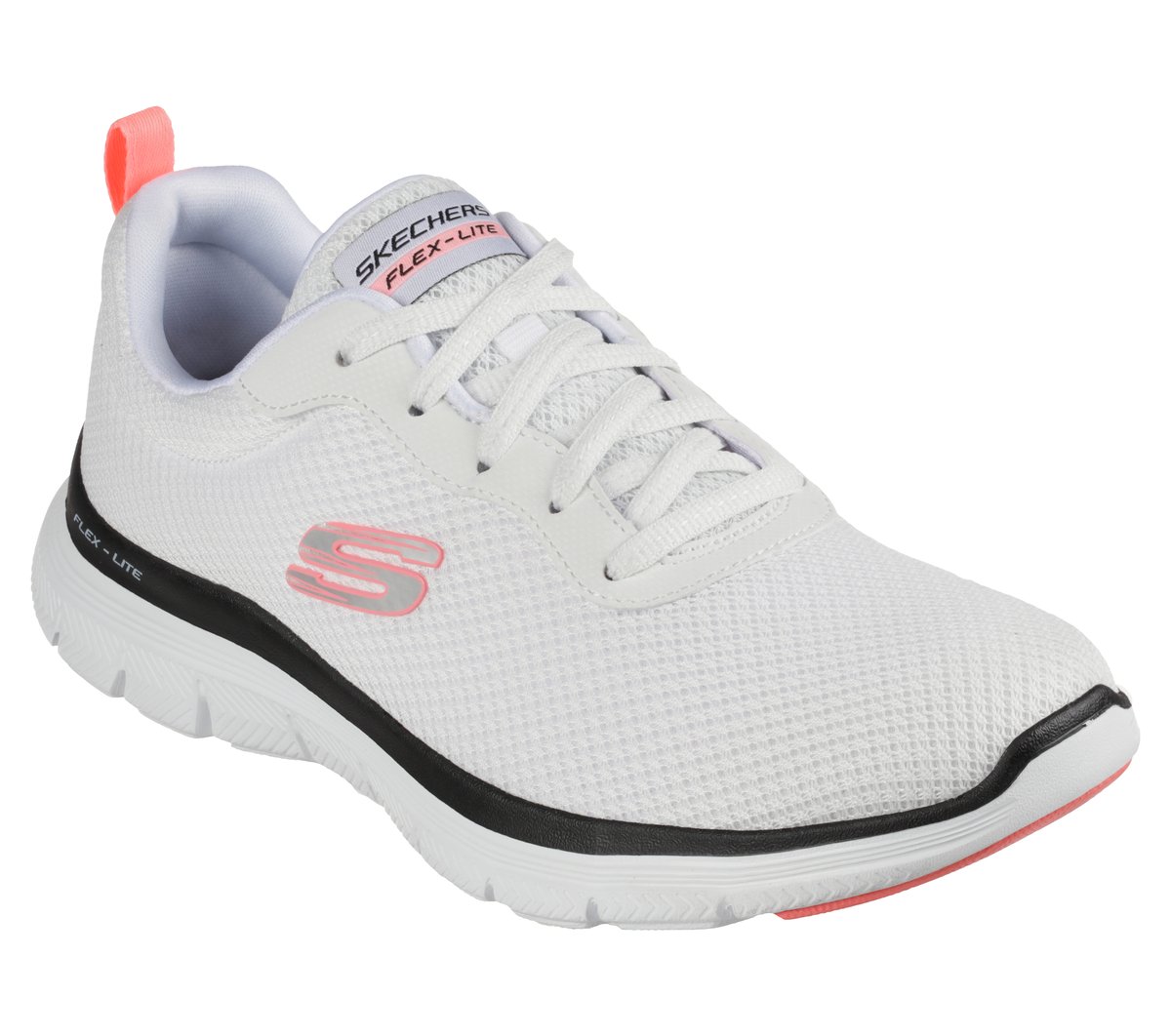 Skechers Flex Appeal 4.0 - Brilliant View en Blanco/Negro/Rosa, talla 40, Vegan