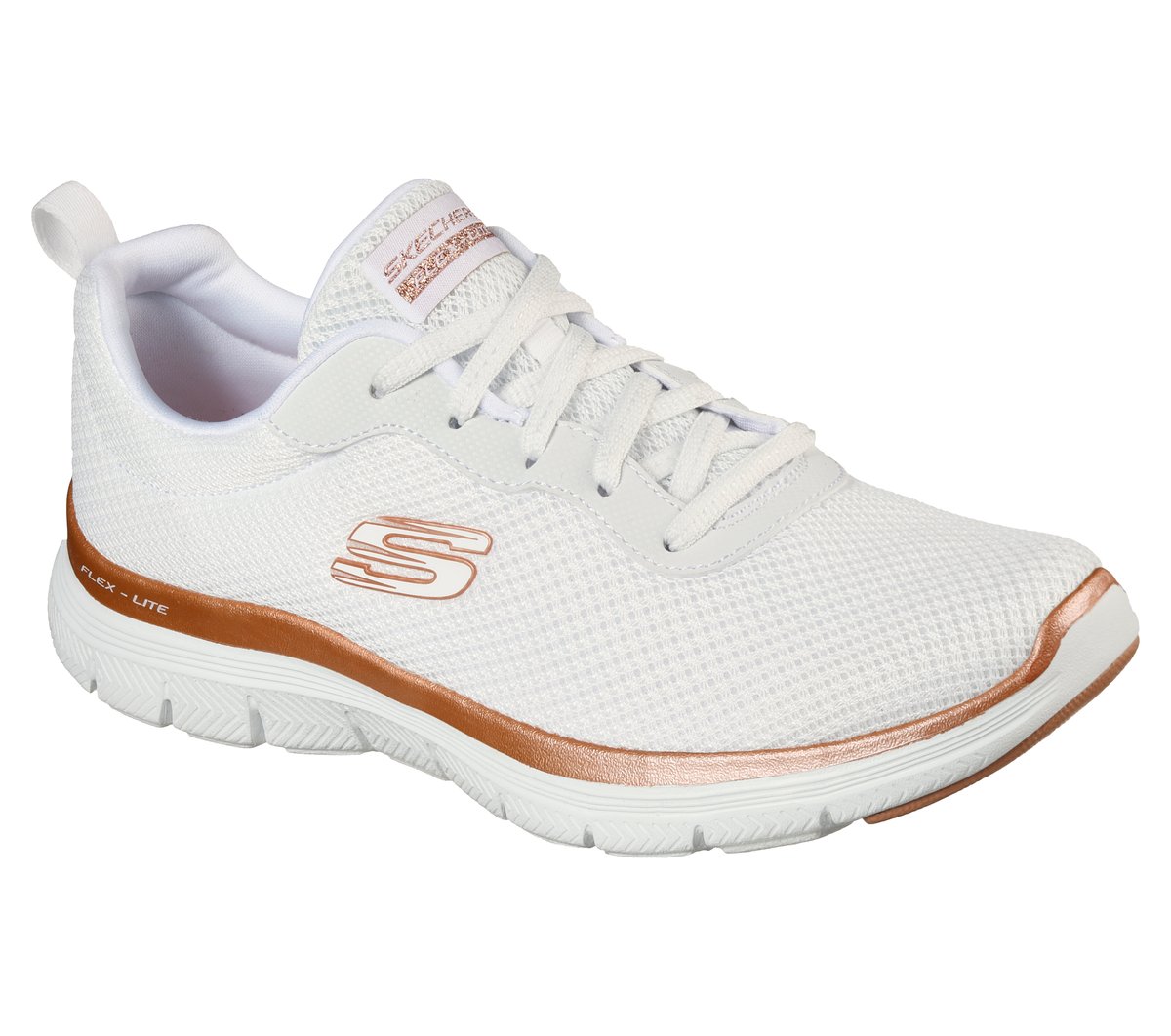 Skechers Flex Appeal 4.0 - Brilliant View en White Rose Gold, talla 38, Vegan