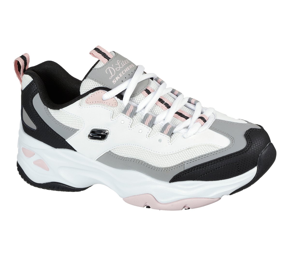 Skechers D'Lites 4.0 - Fresh Diva en Blanco/Negro/Rosa, talla 39