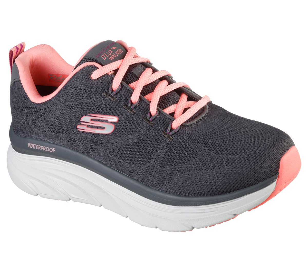 Skechers Waterproof Relaxed Fit: D'Lux Walker - Get Oasis en Marengo/Coral, talla 38.5, Vegan