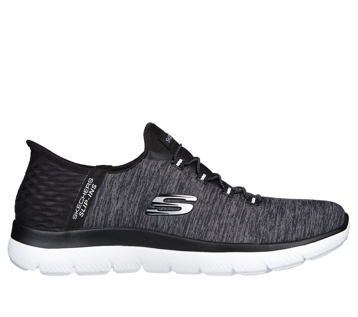 Skechers Slip-ins: Summits - Dazzling Haze en Negro/Blanca, talla 37, Vegan