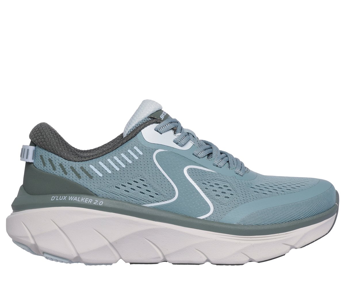 Skechers Women's D'lux Walker 2.0 - Active Pace Sneaker In Green/Blue, Size 7 | Textile/Synthetic, Vegan, Machine Washable