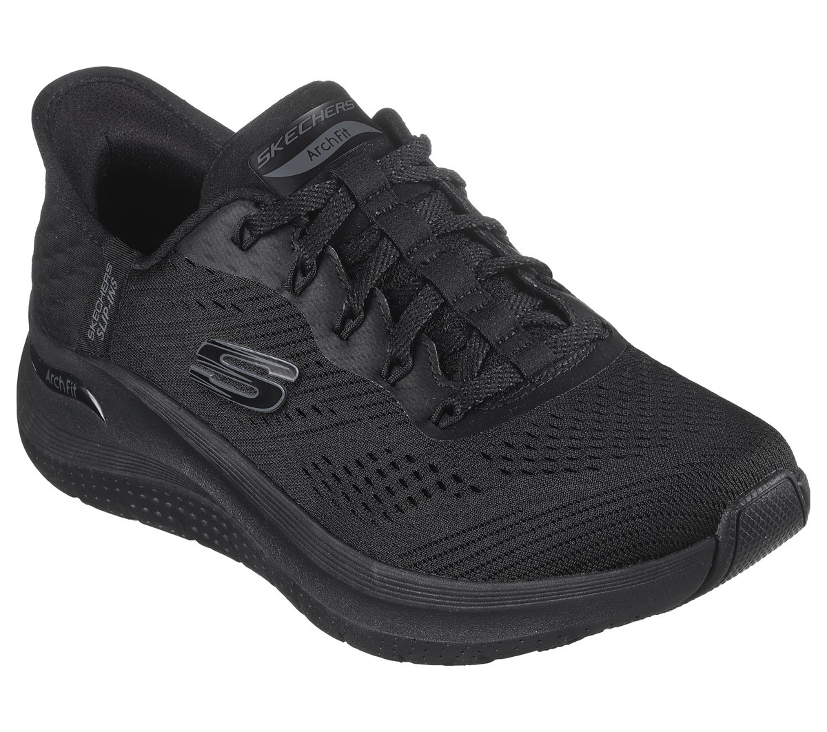 Skechers Slip-ins: Arch Fit 2.0 - Easy Chic Chaussures Moyen Width en Noir, Vegan, Lavable en machine