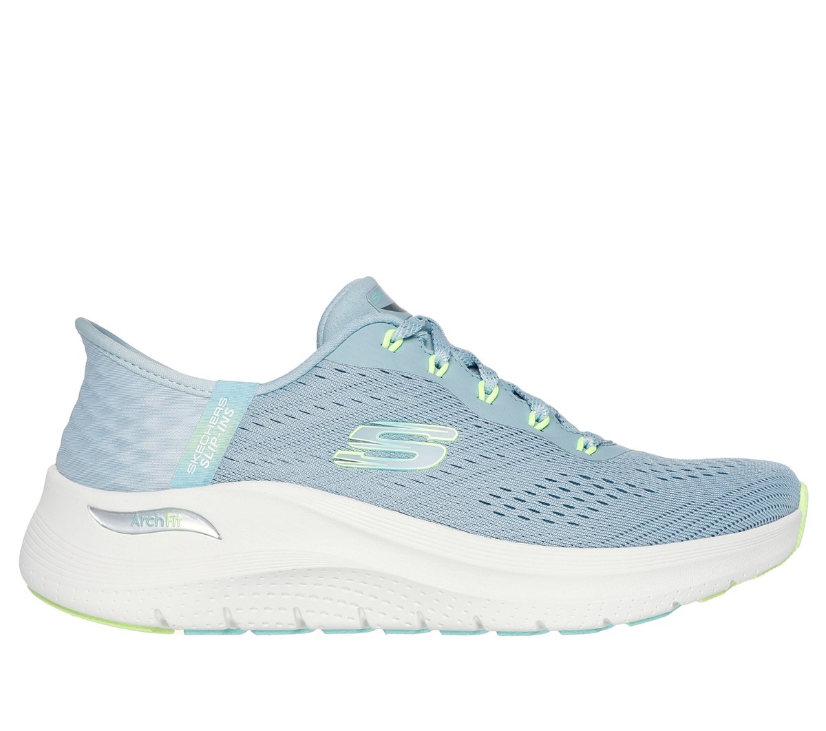 Skechers Slip-ins: Arch Fit 2.0 - Easy Chic en Azul/Lima, talla 35, Vegan