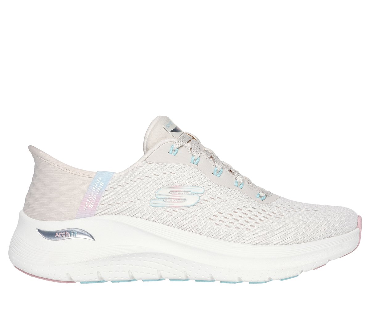 Skechers Slip-ins: Arch Fit 2.0 - Easy Chic Sneaker in Natur/Rosa, Größe 38, Vegan, in der Maschine waschbar