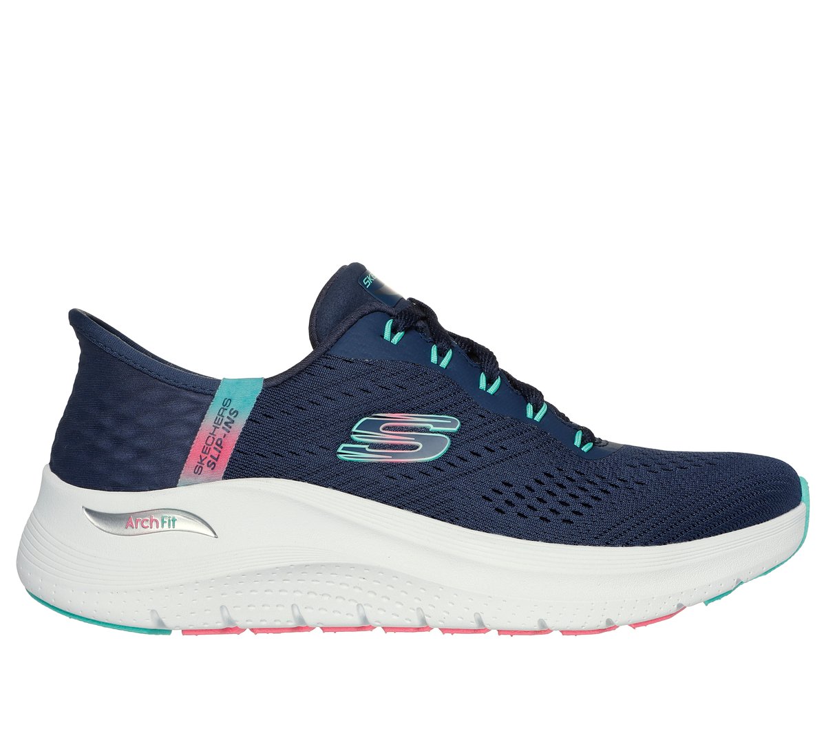 Skechers Slip-ins: Arch Fit 2.0 - Easy Chic en Navy/Turquesa, talla 36, Vegan