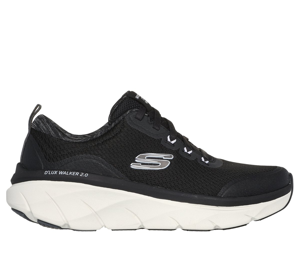 Skechers Relaxed Fit: D'Lux Walker 2.0 - Radiant Rose en Negro/Blanca, talla 37, Vegan