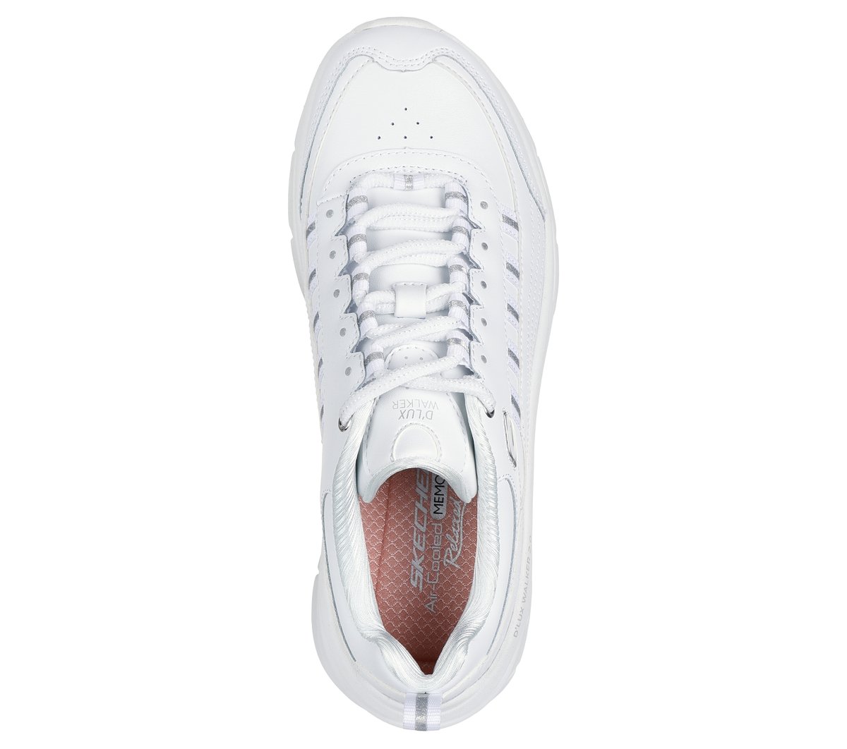Skechers Relaxed Fit: D'Lux Walker 2.0 - Golden Step Chaussures Moyen Width en Blanc/Argent