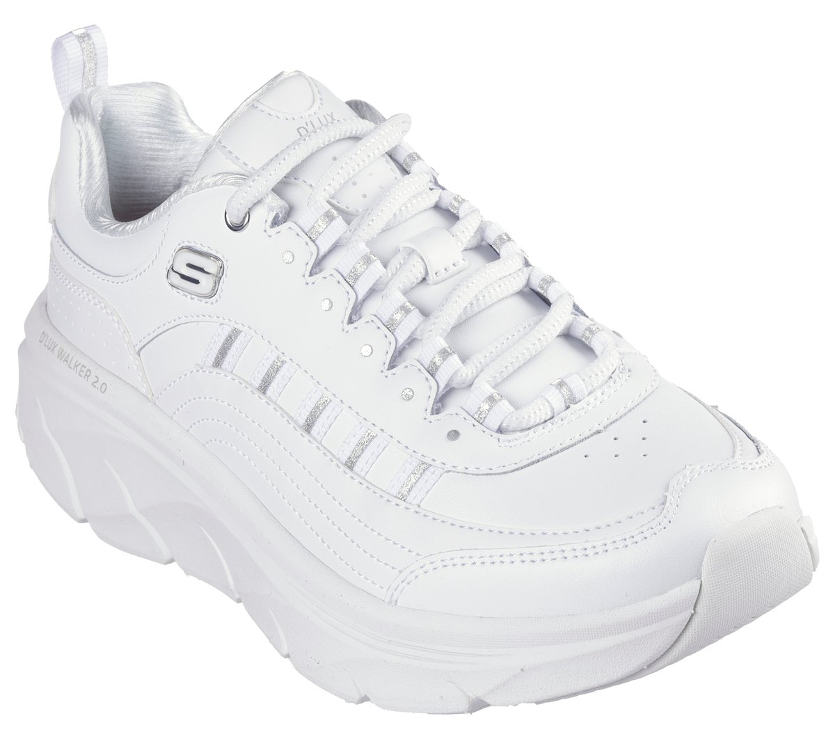 Skechers Relaxed Fit: D'Lux Walker 2.0 - Golden Step Chaussures Moyen Width en Blanc/Argent