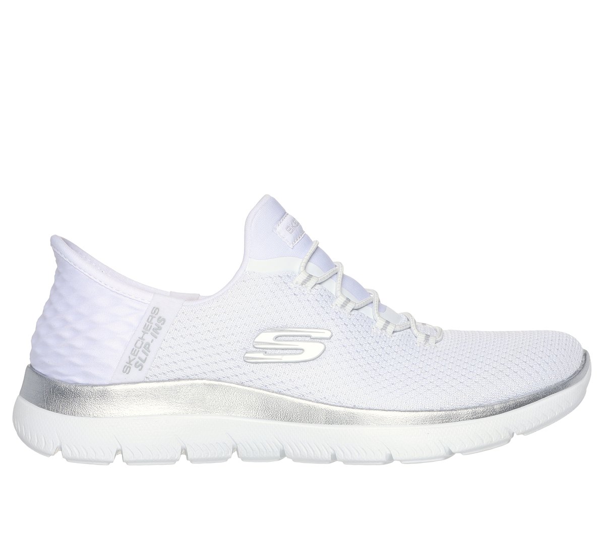 Skechers Slip-ins: Summits - Diamond Dream Sneaker in Weiss/Silber, Größe 38, Vegan