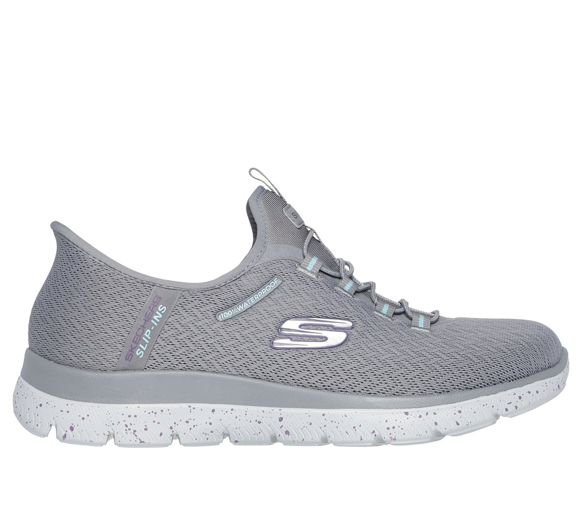 Skechers Donna Slip-Ins Waterproof: Summits - Best Choice Sneaker In Grigio/Verde Acqua, Taglia 38.5, Vegan-image