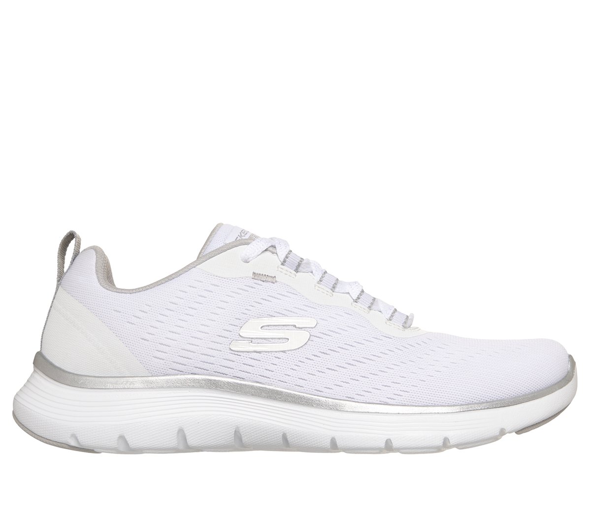Skechers Flex Appeal 5.0 - New Path en Blanco/Plata, talla 42, Vegan