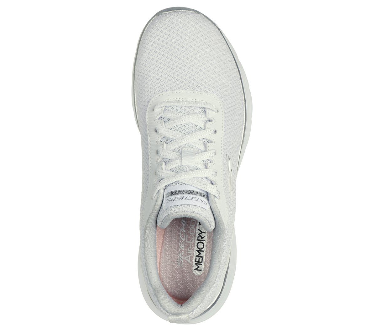 Skechers Flex Appeal 5.0 - Uptake Chaussures Moyen Width en Blanc/Argent, Vegan, Lavable en machine