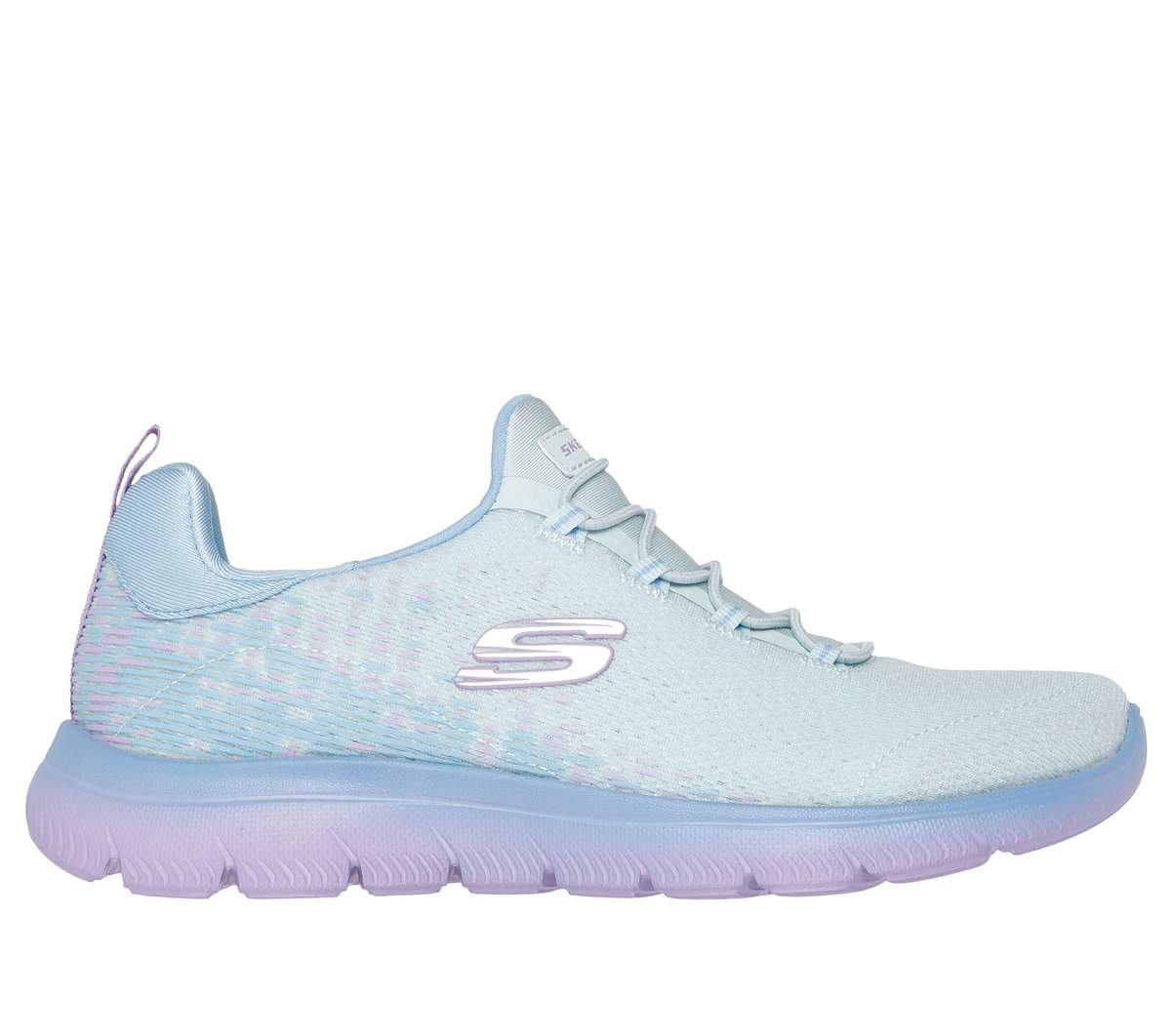 Skechers Summits - Morning Glow en Azul Claro/Lavanda, talla 38, Vegan