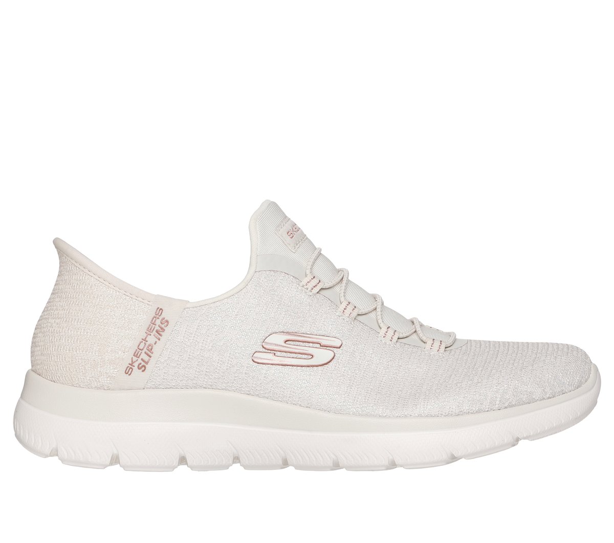 Skechers Women's Natural Slip-Ins: Summits - Lunar Glow Sneaker In Size 5.5 | Textile/Synthetic, Vegan, Machine Washable