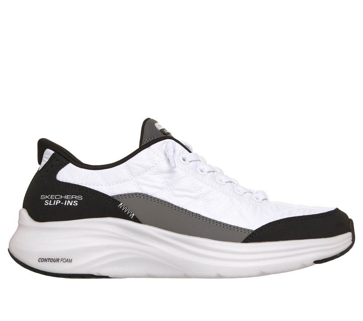 Skechers Slip-ins: Contour Foam - Cozy Fit en Blanco/Negro, talla 38.5, Vegan