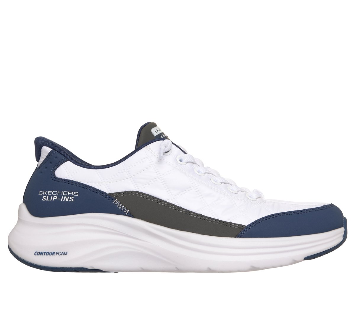 Skechers Slip-ins: Contour Foam - Cozy Fit en Blanco/Navy, talla 37, Vegan