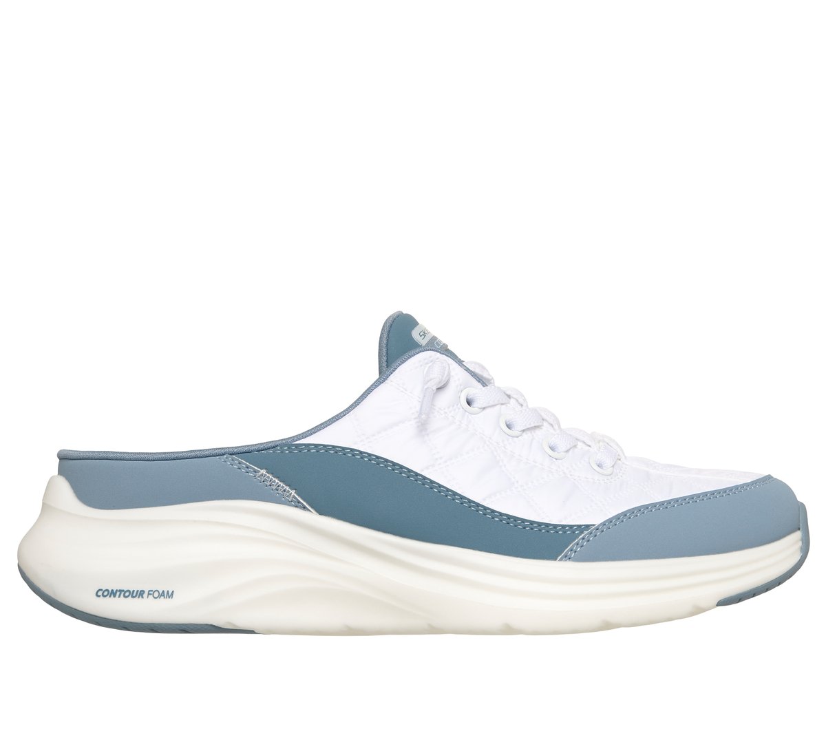 Skechers Contour Foam - Cozy Fit Sweet Embrace en Blanco/Azul Claro, talla 36, Vegan
