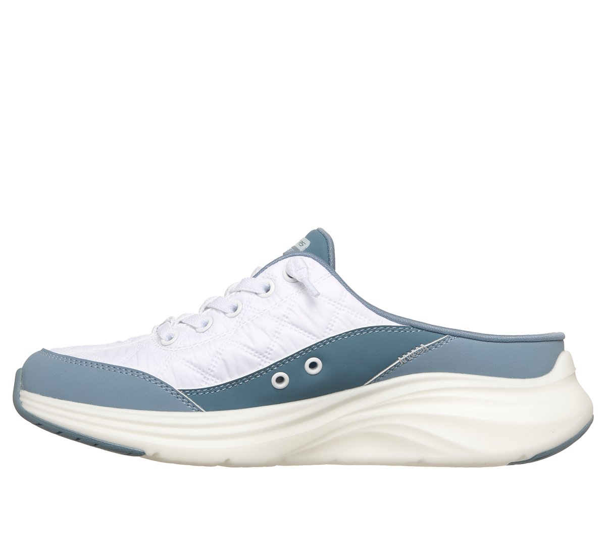 Skechers Contour Foam - Cozy Fit Sweet Embrace Chaussures Moyen Width en Blanc/Bleu Clair, Vegan, Lavable en machine