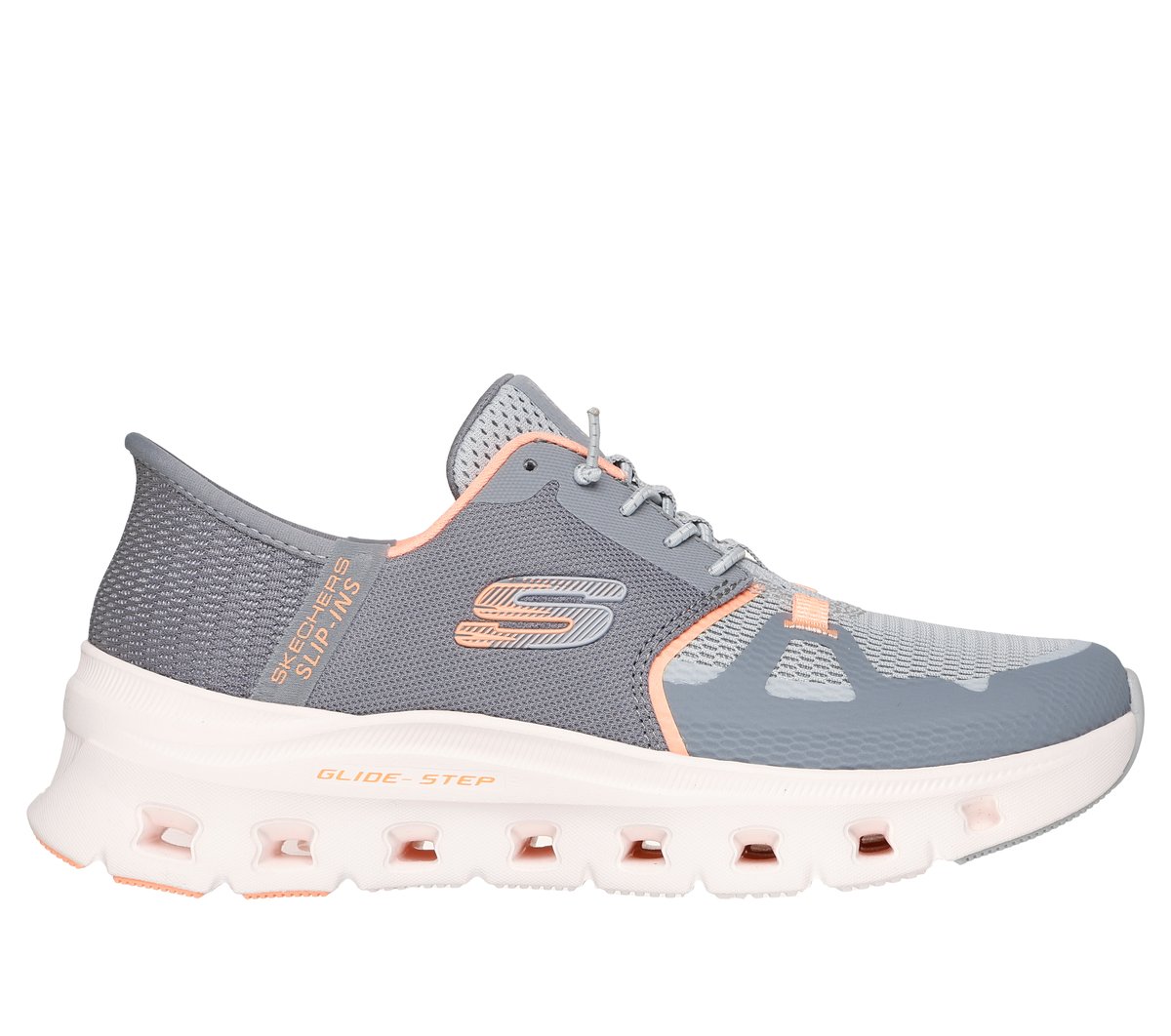 Skechers Slip-ins: Glide-Step Pro en Gris/Naranja, talla 37.5, Vegan
