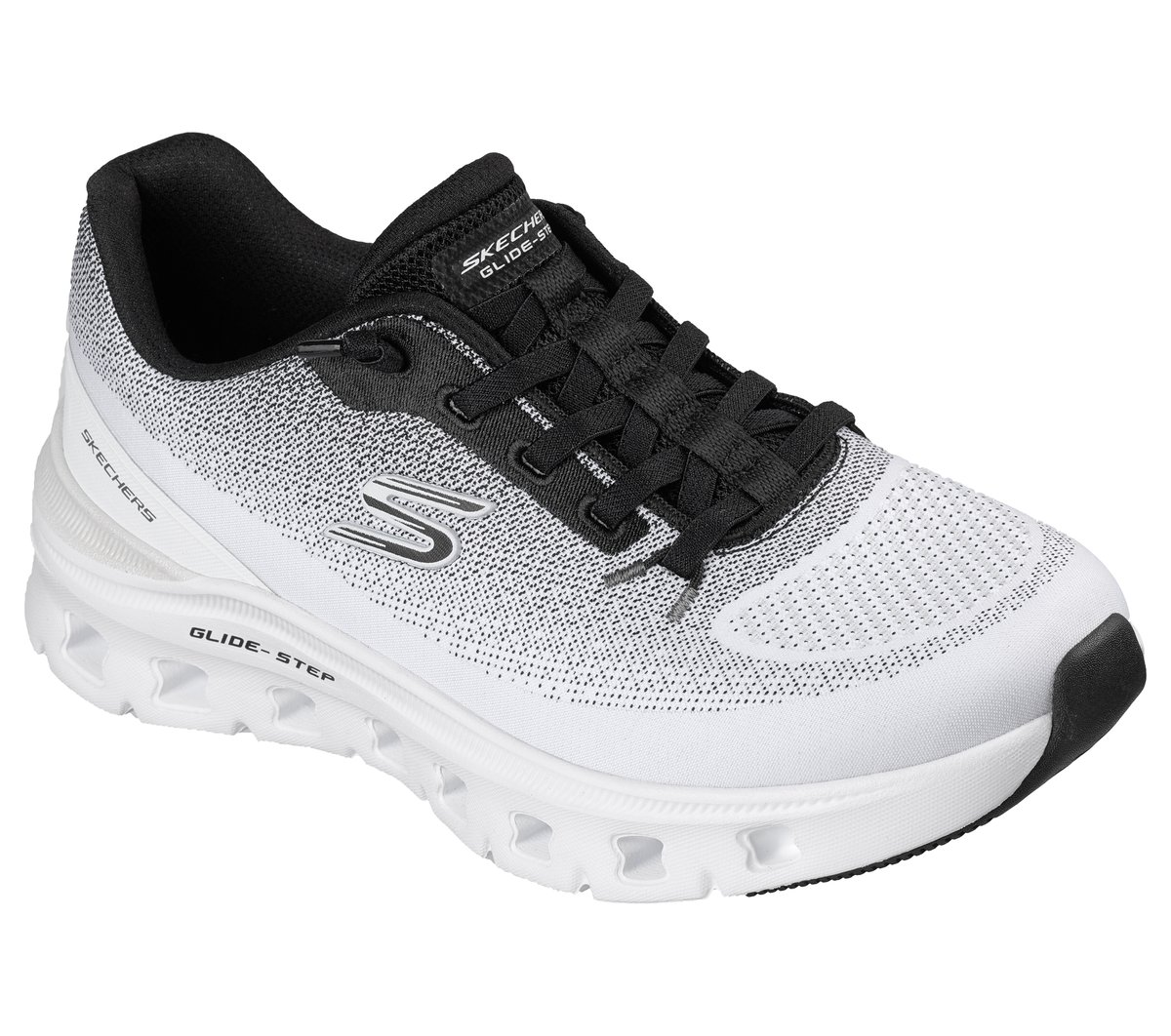 Skechers Glide-Step Pro - Soft Mirage Chaussures Moyen Width en Blanc/Noir, Vegan, Lavable en machine