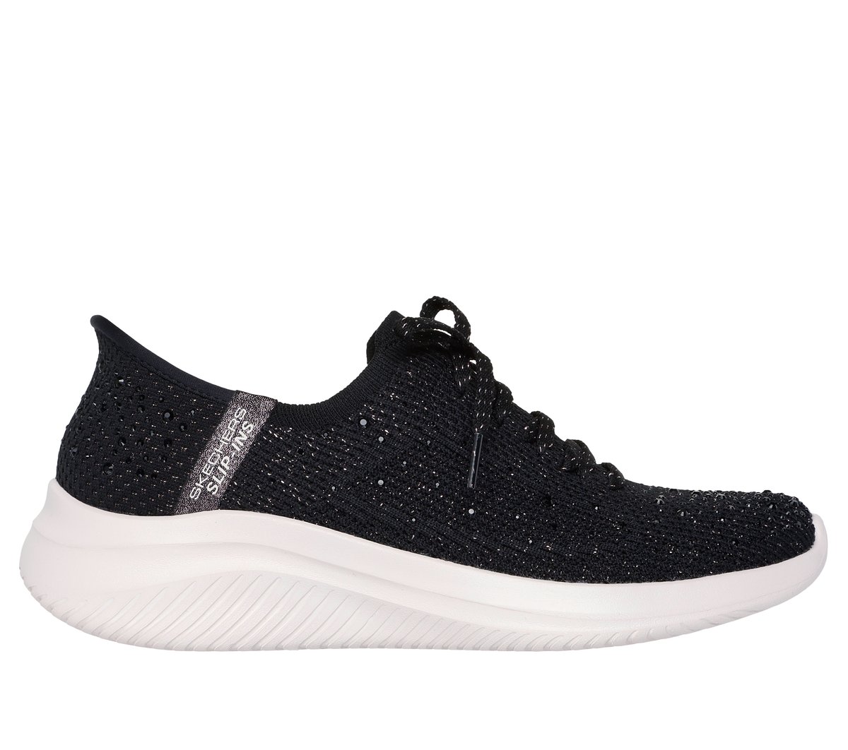 Skechers Slip-ins: Ultra Flex 3.0 - Twilight Sparkle en Negro/Oro Rosa, talla 38.5, Vegan