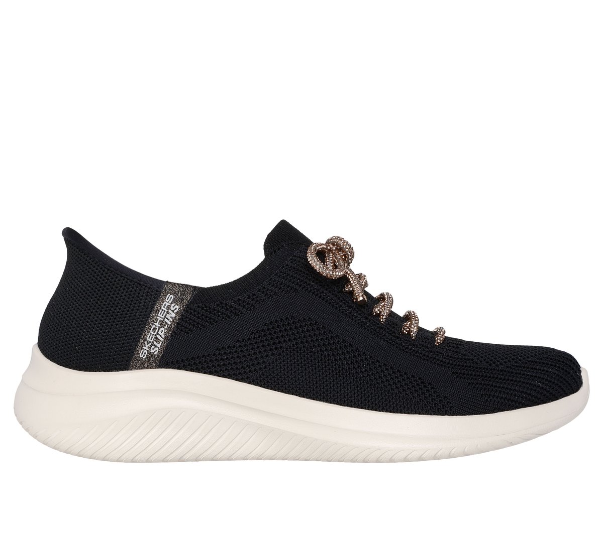 Skechers Slip-ins: Ultra Flex 3.0 - Diamond Dreamer en Negro/Oro Rosa, talla 35, Vegan