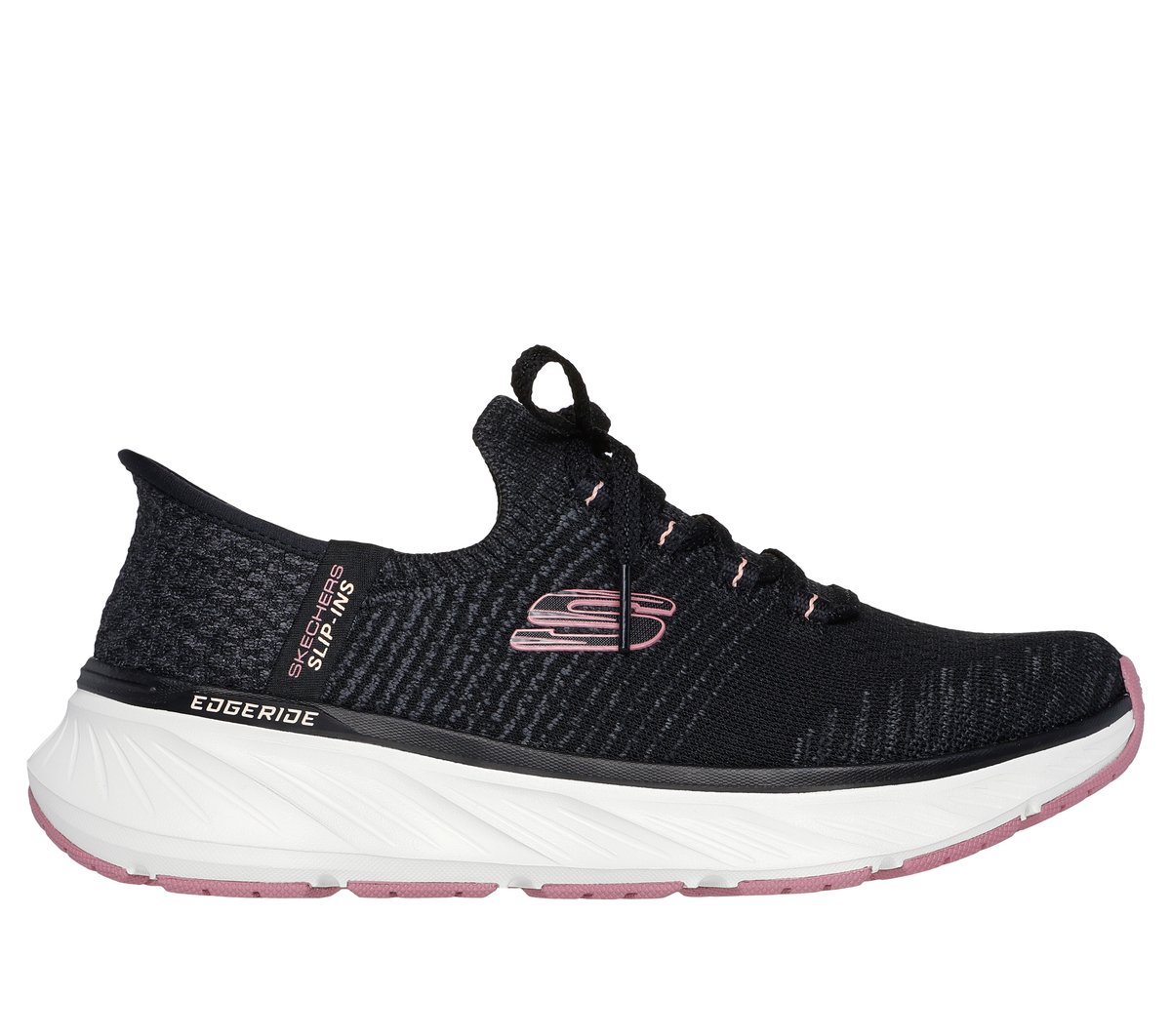 Skechers Slip-ins Relaxed Fit: Edgeride en Negro/Rosa, talla 36.5, Vegan