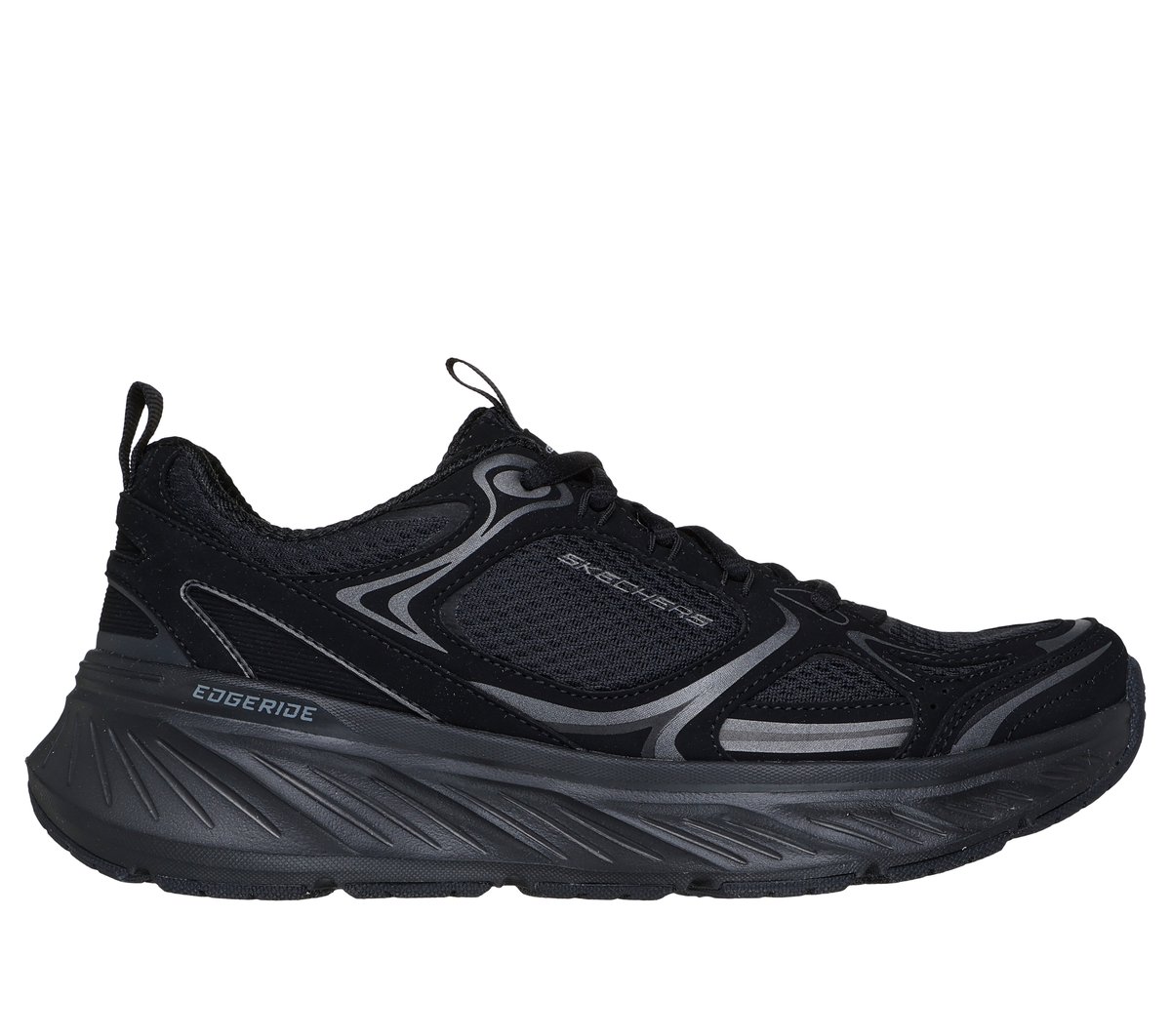 Skechers Relaxed Fit: Edgeride - Silver Eclipse en Negro, talla 40, Vegan