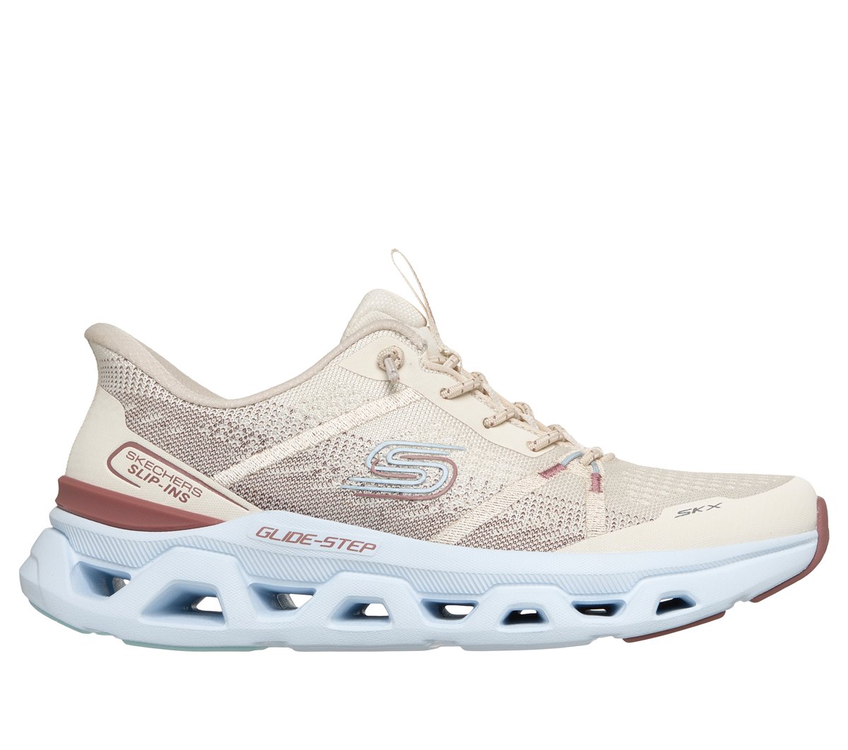 Skechers Slip-ins: Glide-Step Altus - Fast Lane en Natural/Azul Claro, talla 35, Vegan