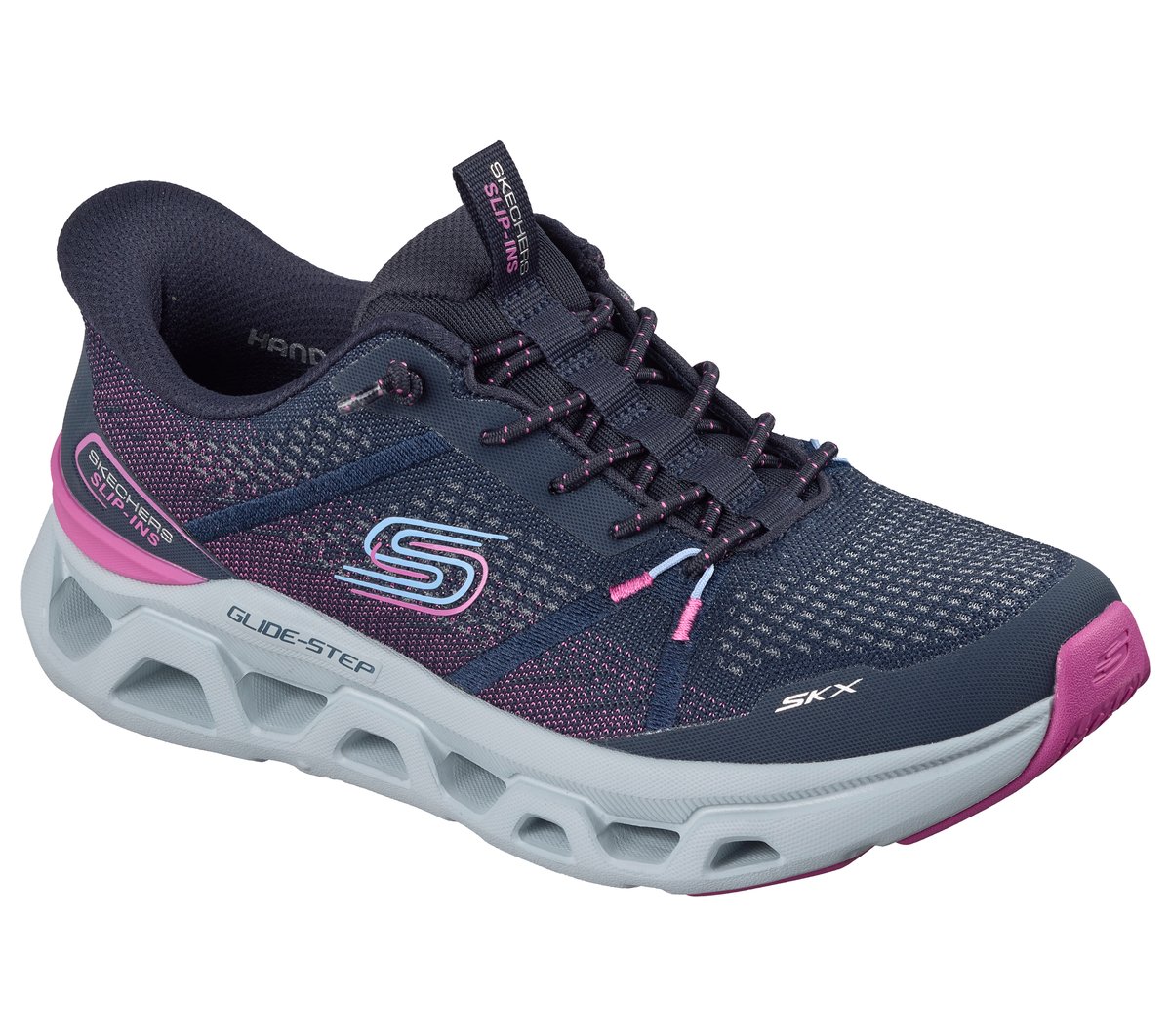Skechers Slip-ins: Glide-Step Altus - Fast Lane Chaussures Moyen Width en Bleu Marine/Rose, Vegan, Lavable en machine