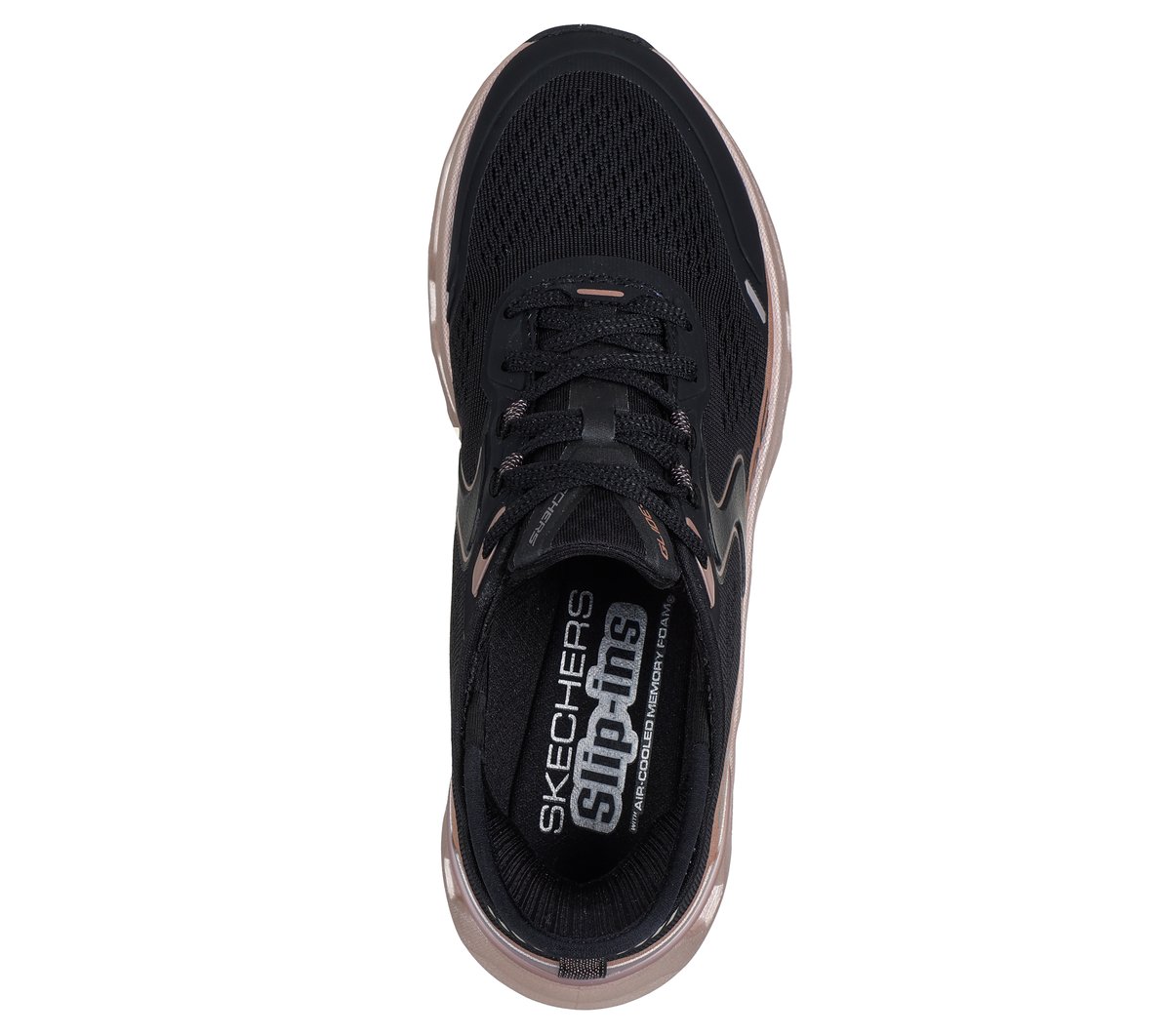 Skechers Slip-ins: Glide-Step Altus - Starlight Shine Chaussures Moyen Width en Noir/Or Rose, Vegan, Lavable en machine