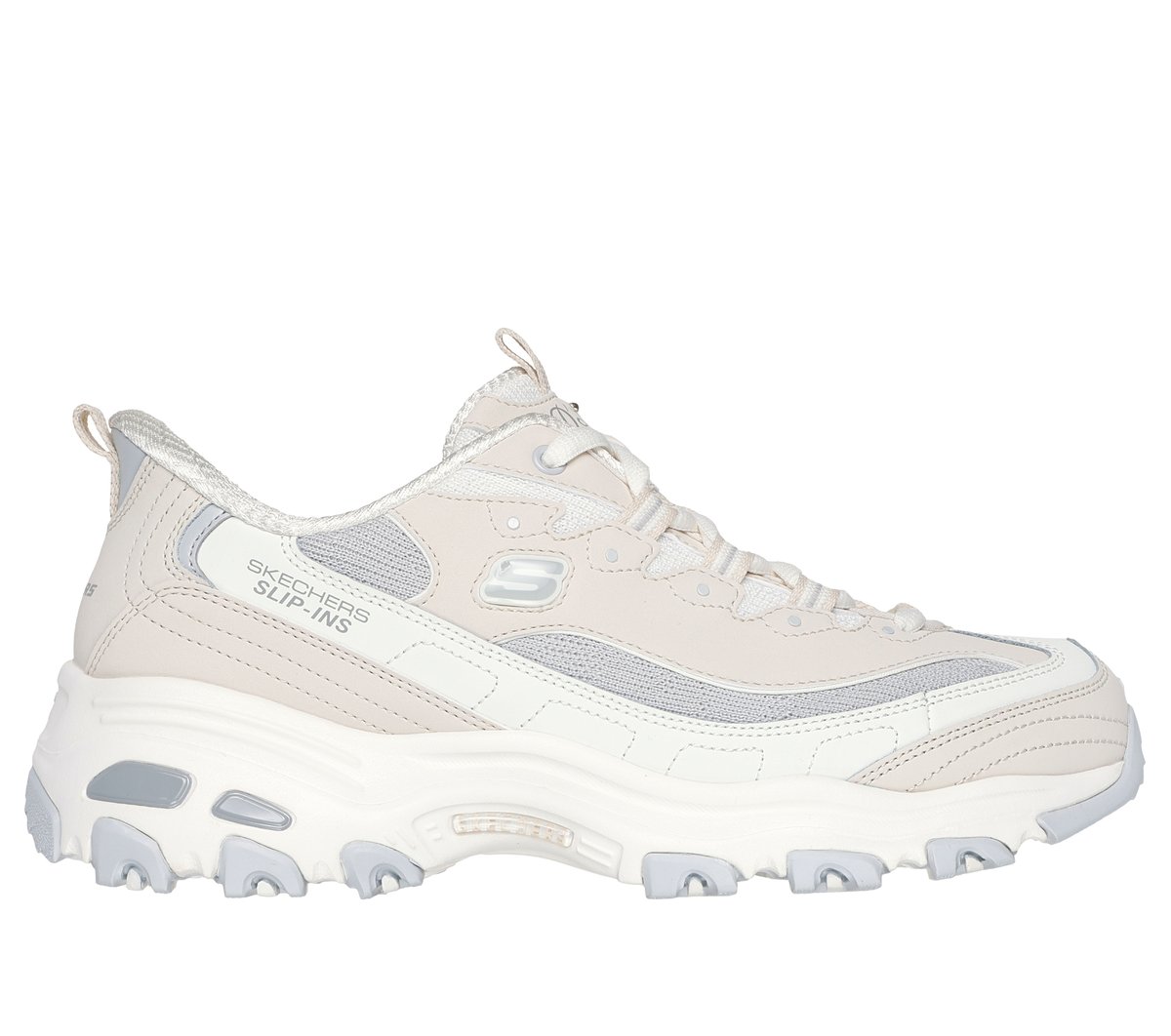 Skechers Slip-ins: D'Lites - Smooth Nostalgia en Natural/Gris, talla 39.5