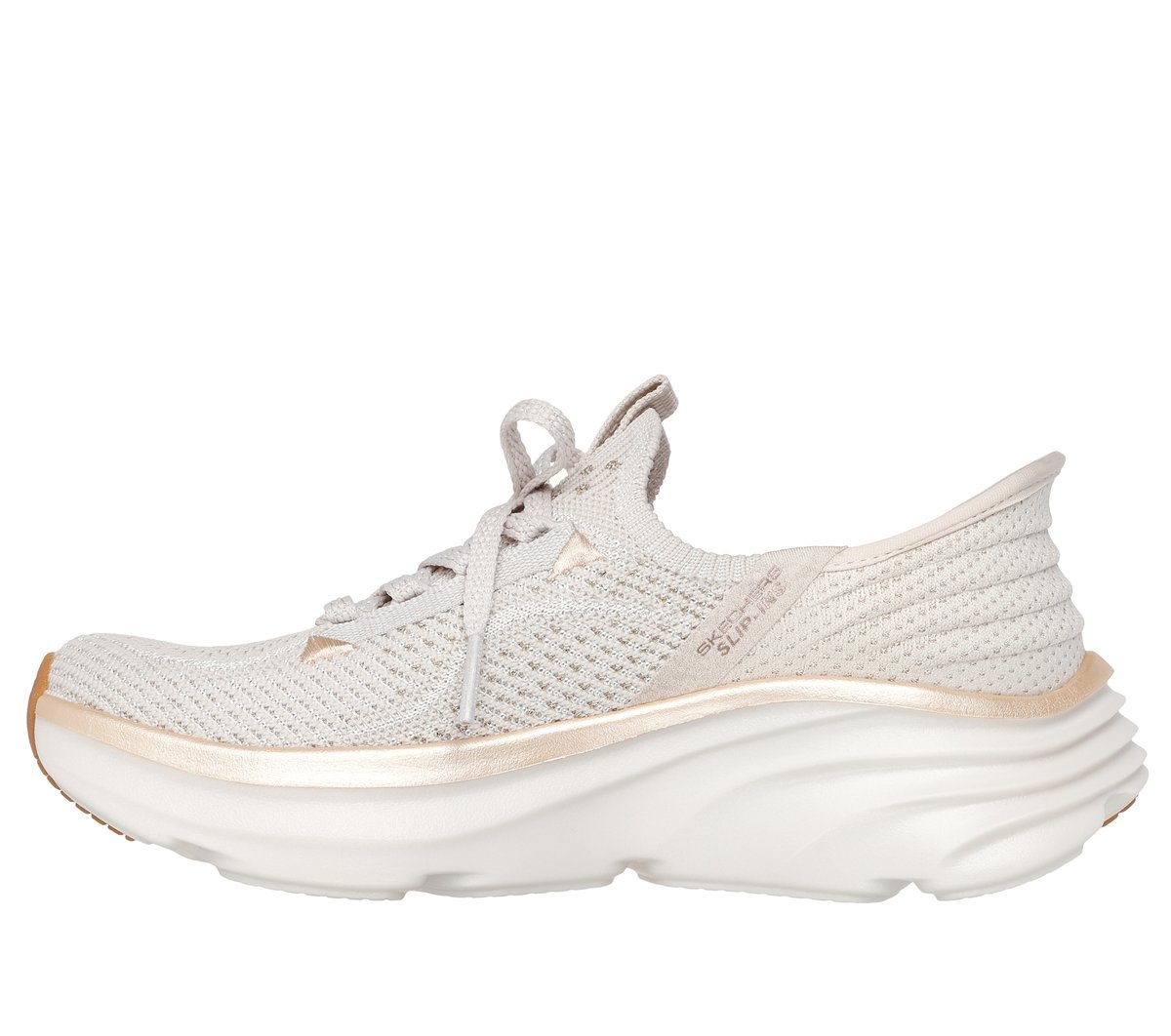 Skechers Slip-ins Relaxed Fit: D'Lux Vapor - Evening Glowing Chaussures Moyen Width en Beige/Doré, Vegan, Lavable en machine