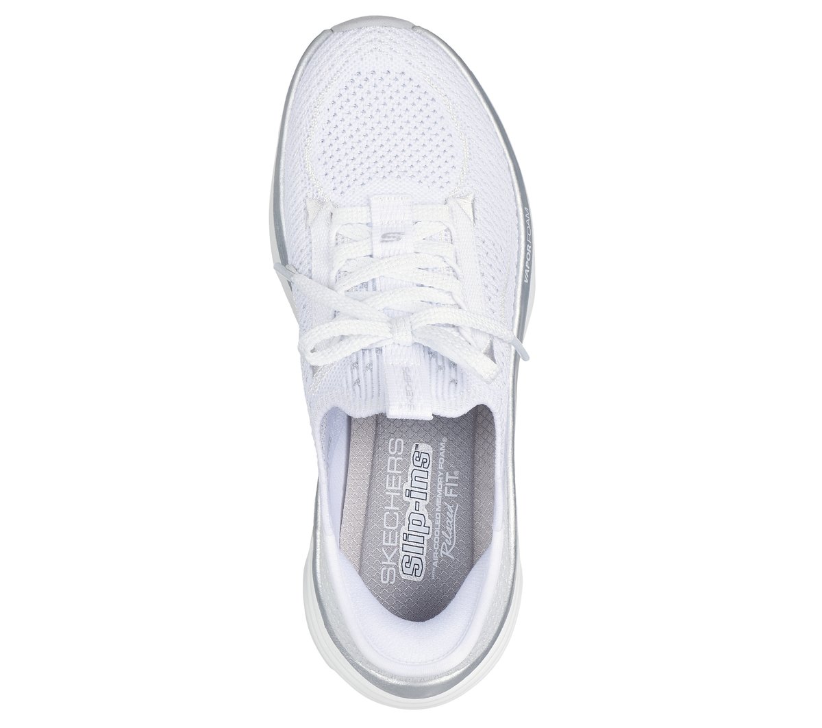 Skechers Slip-ins Relaxed Fit: D'Lux Vapor - Evening Glowing Chaussures Moyen Width en Blanc/Argent, Vegan, Lavable en machine