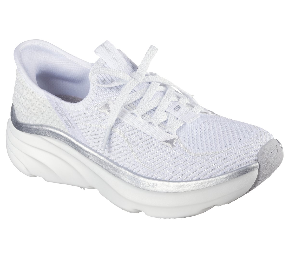 Skechers Slip-ins Relaxed Fit: D'Lux Vapor - Evening Glowing Chaussures Moyen Width en Blanc/Argent, Vegan, Lavable en machine