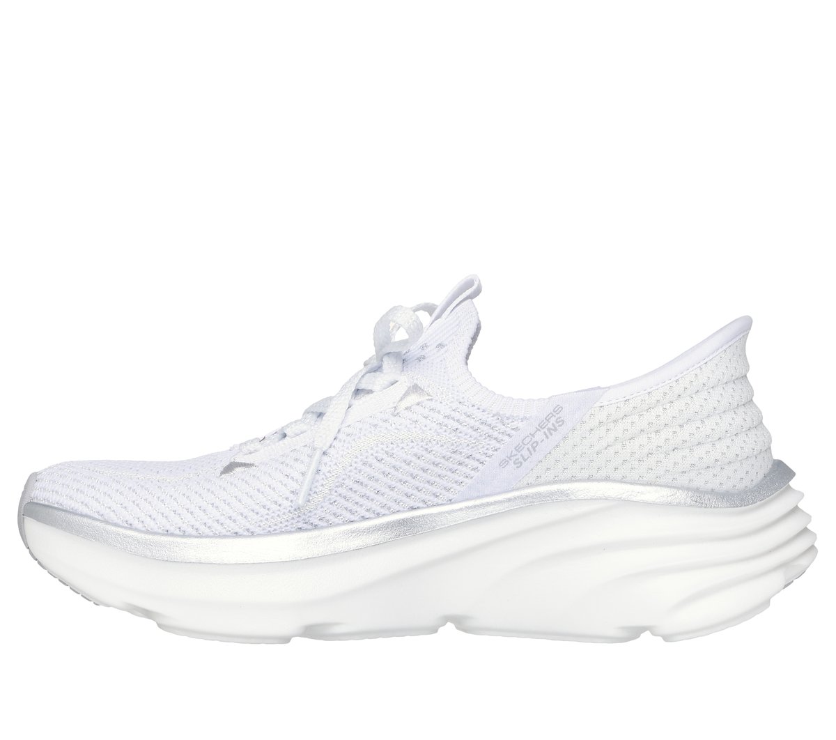 Skechers Slip-ins Relaxed Fit: D'Lux Vapor - Evening Glowing Chaussures Moyen Width en Blanc/Argent, Vegan, Lavable en machine