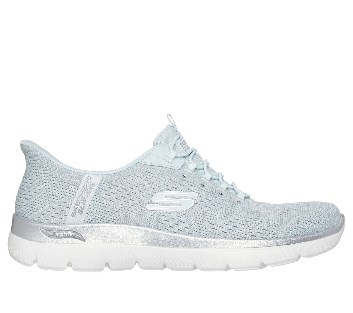 Skechers Martha Stewart Slip-ins: Arch Fit Summits - Soft Shimmer en Azul Claro, talla 37, Vegan