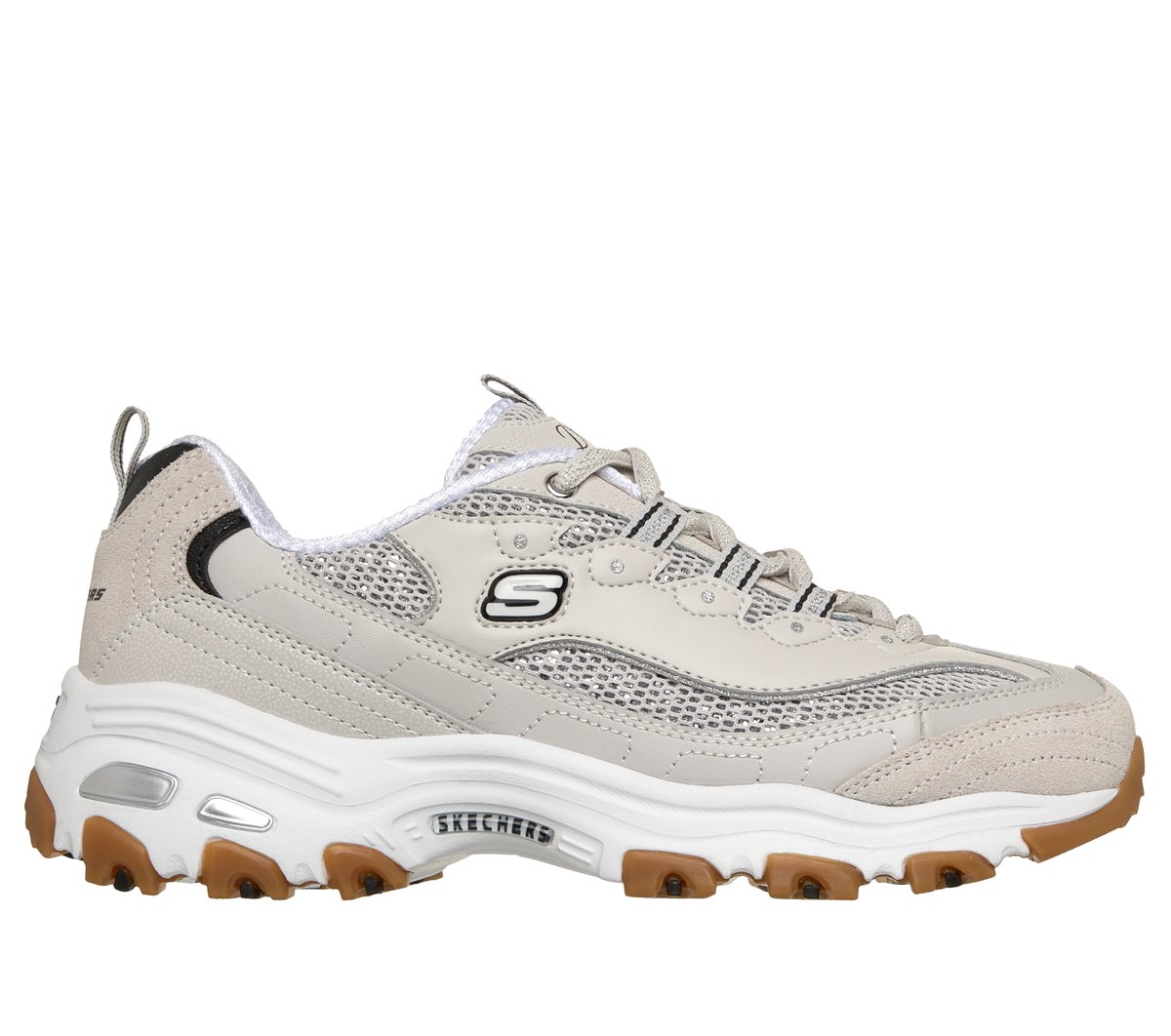 Skechers D'Lites - Stellar Shimmer en Natural/Plata, talla 39.5